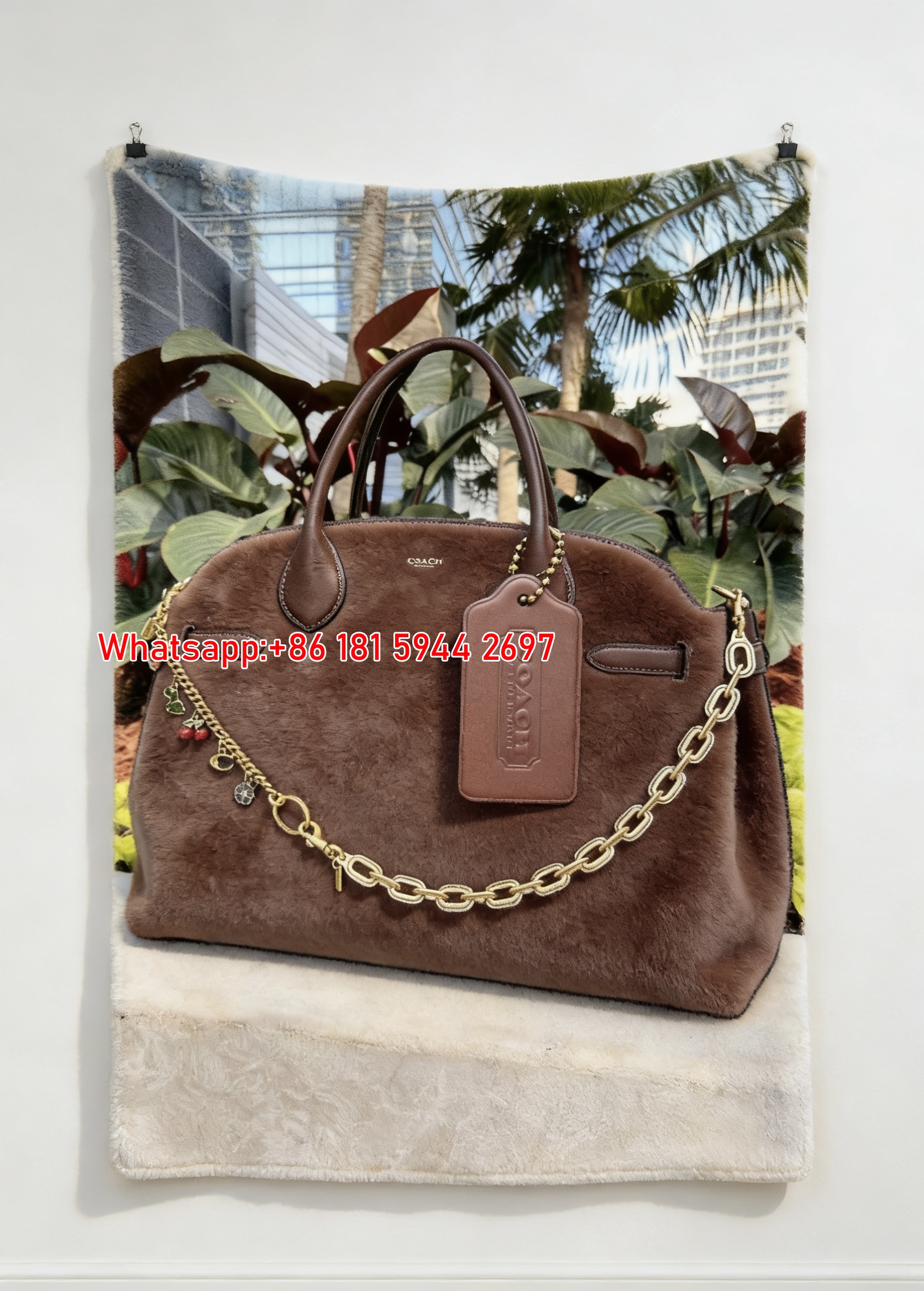 Coach Oversized Tag Leather Bag Print Flannel Sofa Throw Blanket C238